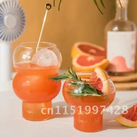 Nordic Style Transparent Glass Cocktail Bar Coffee Mug Ball Yogurt Mousse Cup Ice Cream Dessert Cup Milk Shake Mug Vase Life