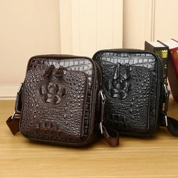 New 2024 Crocodile leather Men's Shoulder Bag Messenger Bag High Quality Business Casual Small Square Bag leather Bag Trend