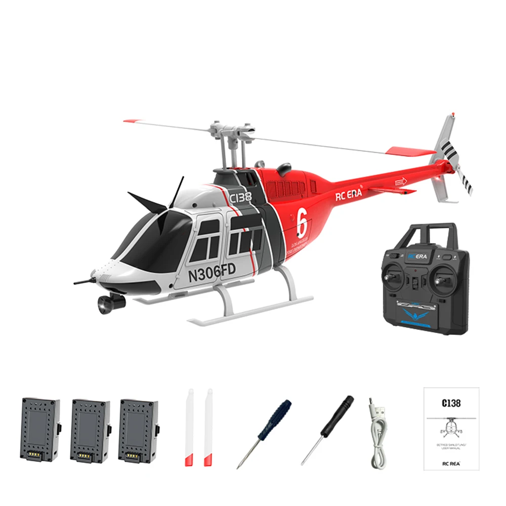 RC ERA C138 Bell 206 2.4G 6CH 6-Axis Gyro GPS 1:33 Scale Altitude Hold Flybarless RC Helicopter With Optical Flow Localization