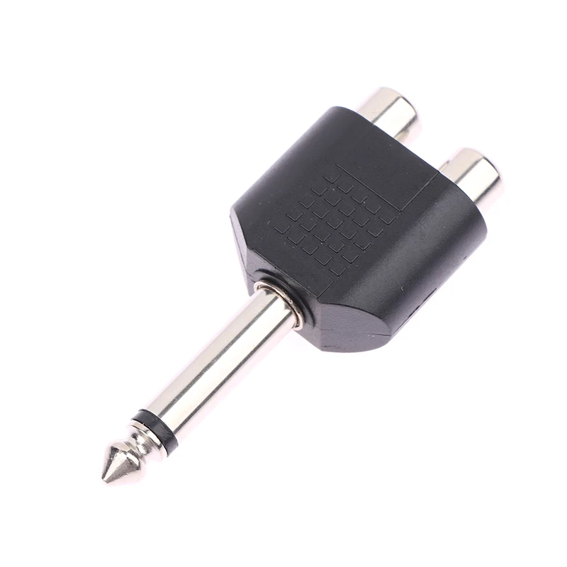 Conector Jack Adaptador para alto-falante, áudio estéreo, Mono, fêmea para 2 RCA macho, alto-falante, 6,5mm