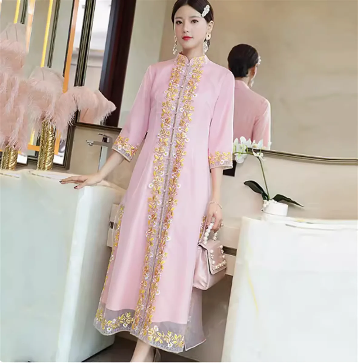 

Cheongsam Young Style, Republic of China Retro Style, Tang Style, Chinese Style, Slimming and Improved Version Dress