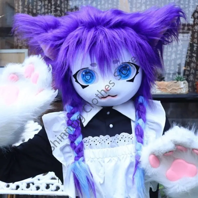 M68A Katzen-Fursuit-Maske Anime-Stil für Erwachsene für Halloween und Weihnachtsfeiern