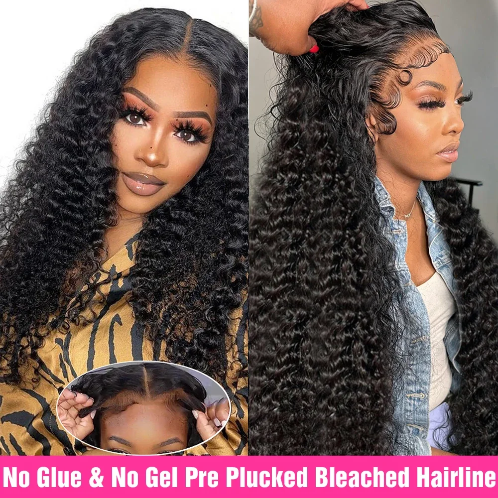 Pre-Bleached 6x4 5x5 Glueless Wig Human Hair Ready To Wear Water Wave Pre-plucked Lace Frontal Wigs For Women Curly HD Lace Wigs