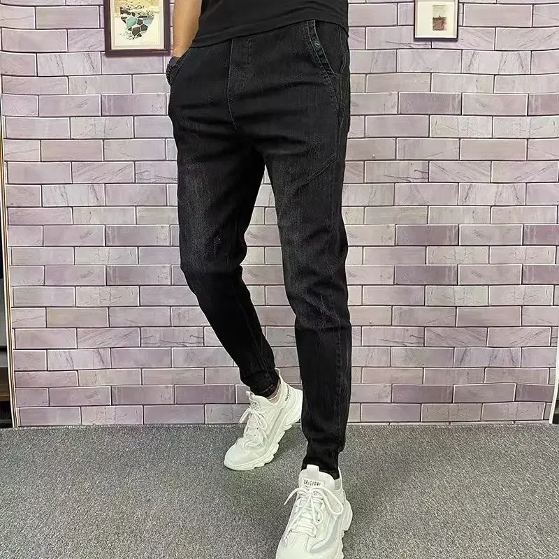 

Men's Jeans Black Trousers Stretch Elastic Man Cowboy Pants Harem Harajuku Trend 2024 Korean Style New In High Quality Xs Loose