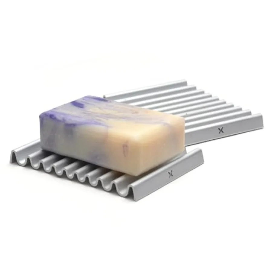 

Aluminum Soap Dish Pack of 2 Rustproof Anodized Metal Soap Holder with Fast Draige Non-Slip Silicone Base Modern Minimalist Des