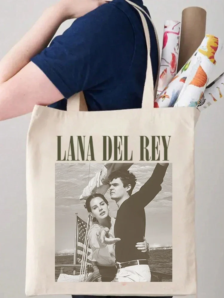 1 szt. W stylu Vintage Lana Del Rey Ldr z grafiką z płócienna Tote na ramię torba na zakupy torba podróżna torebka i torebka prezentowa na zakupy