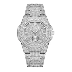 Orologi da uomo Hip Hop impermeabile 30m orologio da polso al quarzo moda Iced Out CZ Crystal Dial Bling Reloj Hombre Unisex spedizione gratuita