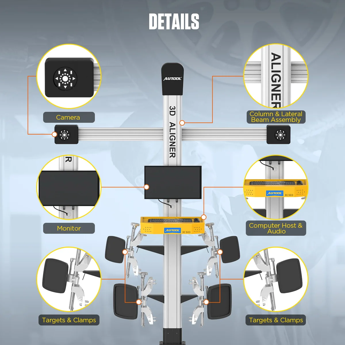 Optical Gauge Vehicle Auto Car 3d 4 Wheel Alignment Wheel Repair Tools 4 Wheels 3d Car Aligner Tool Service