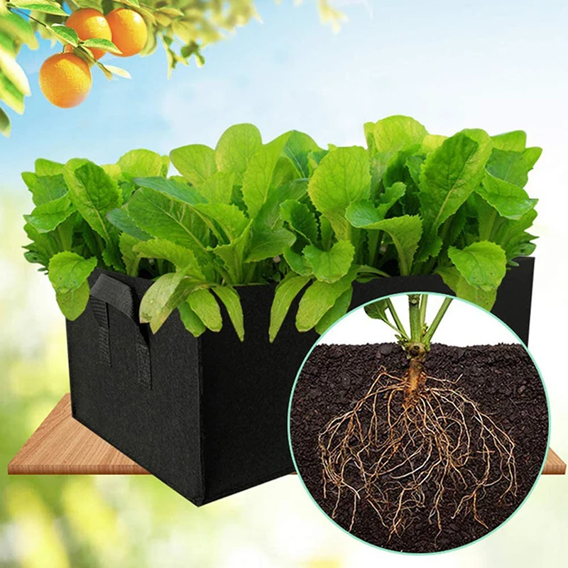 40/50/60cm Fabric Felt Garden Flower Grow Bag Raised Garden Bed Vegetable Planting Bag Planter Pot with Handles Planting Pots