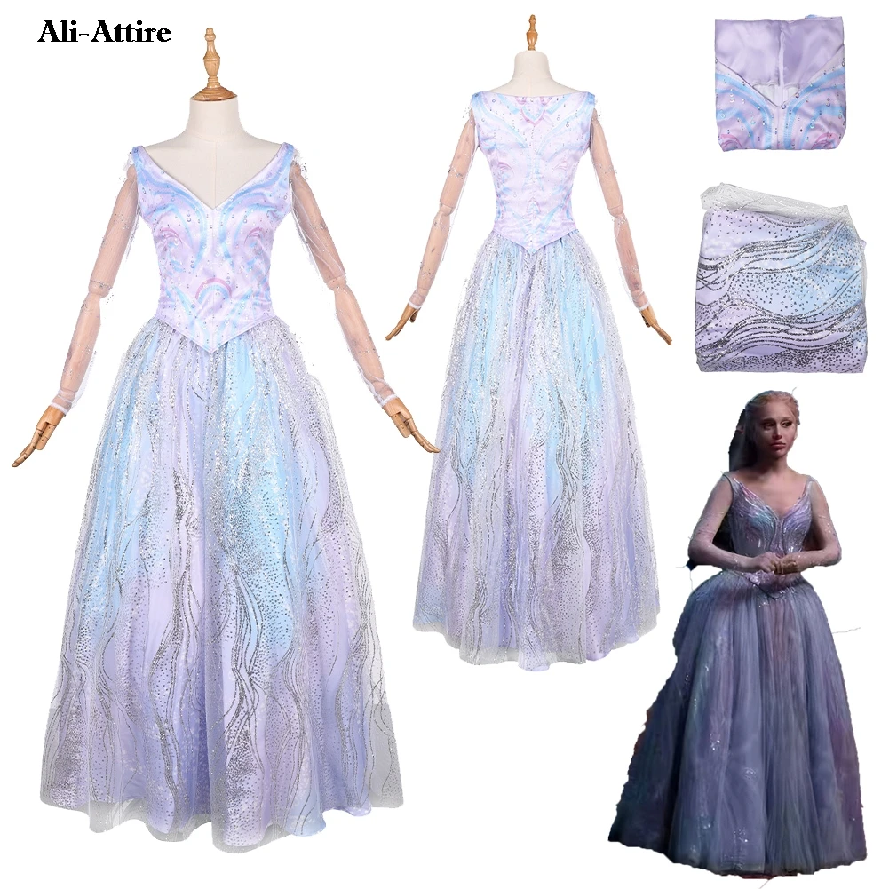 

2025 Movie Wicked Cosplay Glinda Dress Clothes For Women Adult Party Disguise Halloween Costume Carnival Roleplay Outfit Suits