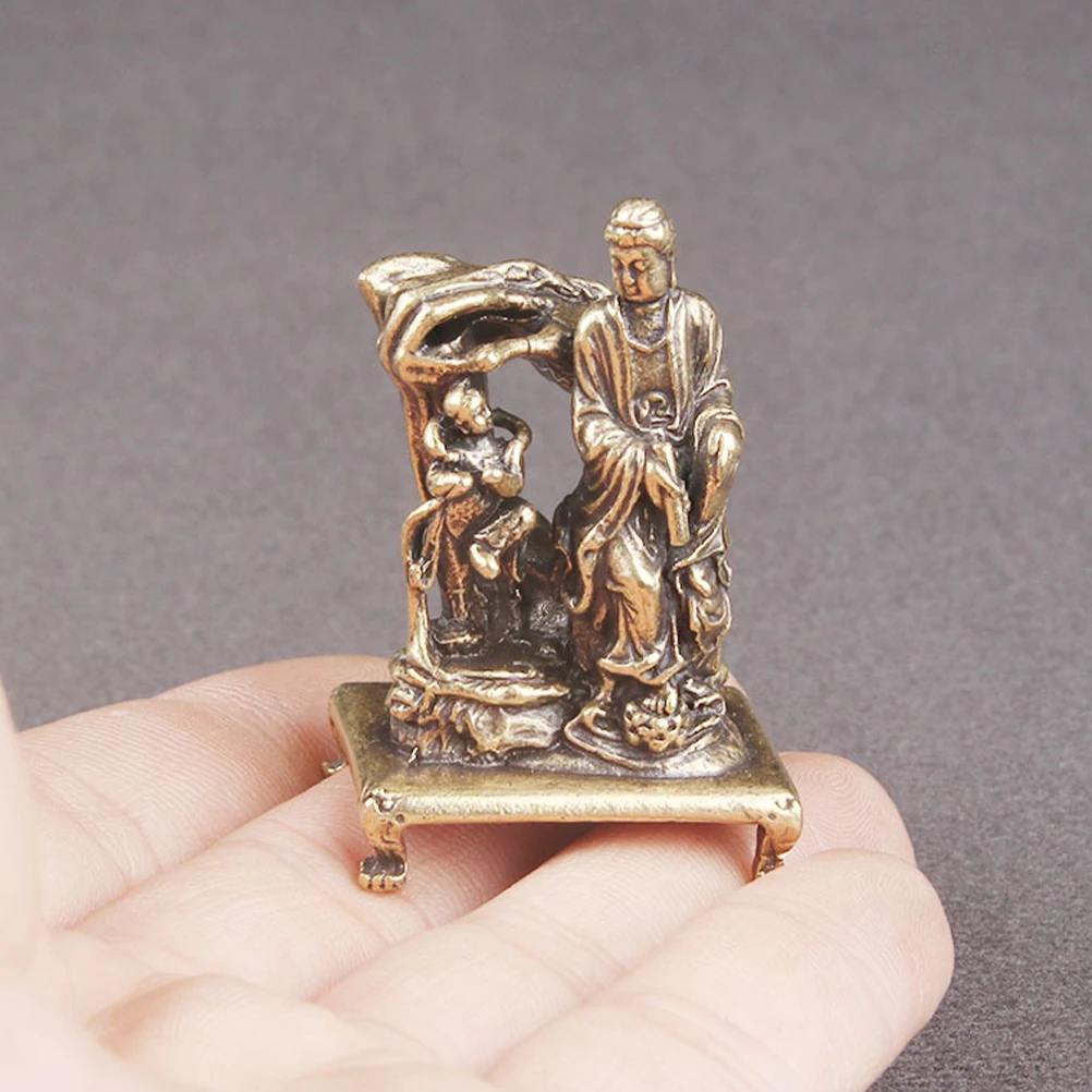 

Brass Buddha Figurine Retro Statue Desktop Decor Home Adornment Unique Craftsmanship Good Stability Long Lasting Material