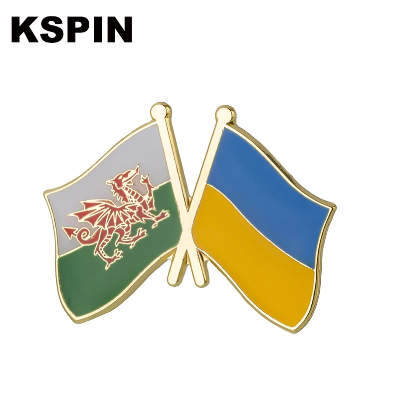 Wales & Ukraine Friendship Brooches Lapel Pin Flag badge Brooch Pins Badges