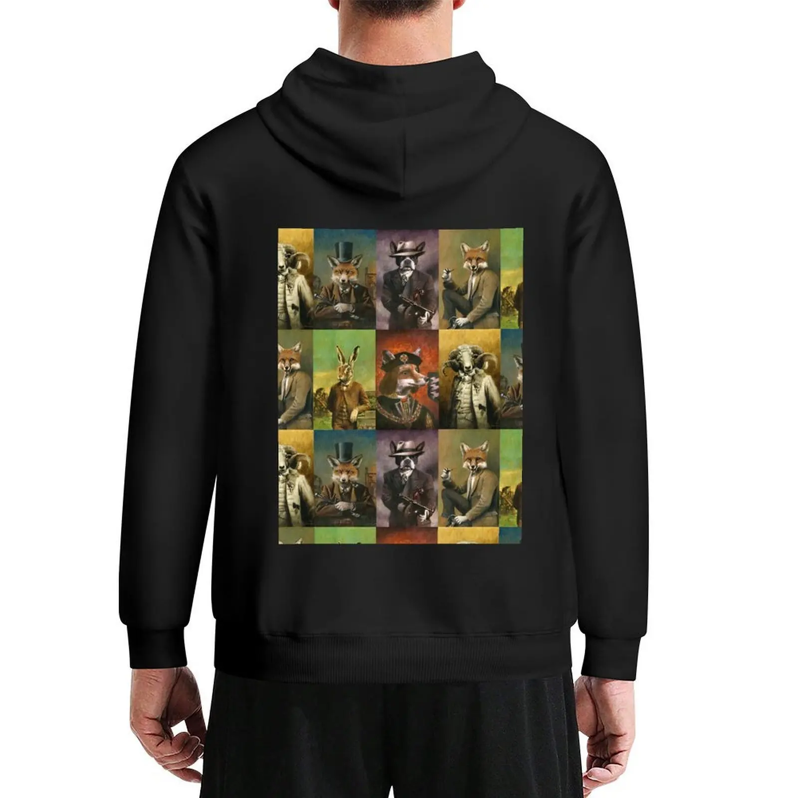 

Historical Clothed Animals Montage Hoodie mens designer clothes fashion men korean style clothes graphic t shirts men man hoodie