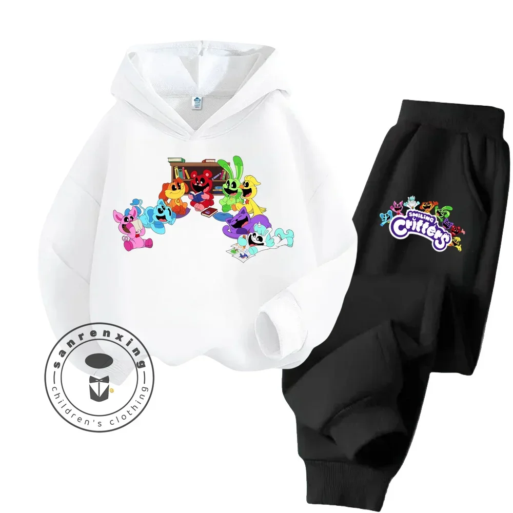 2024 Smiling Critters Cartoon Theme Collection Spring and Autumn Style Super Cheap Long Sleeved Hoodie Set Suitable for Children