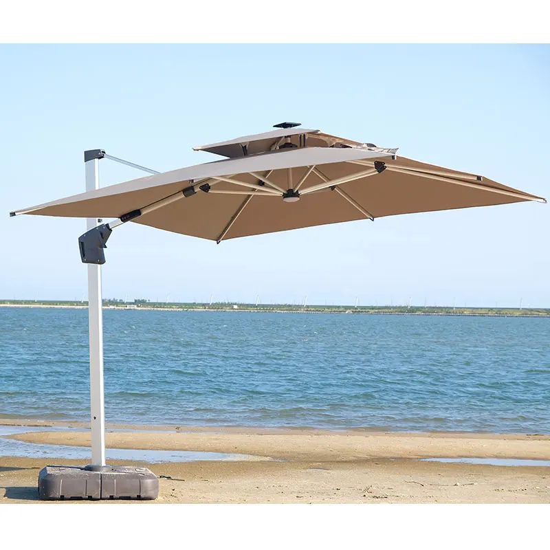 Good stuff UV protection parasol custom logo 12ft modern aluminum outdoor patio umbrella garden hotel lighting features
