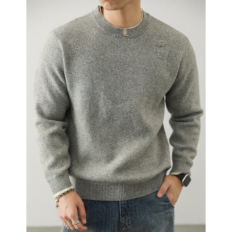 

Новый мужской базовый вязаный свитер 2025 года, стиль Old Money, мягкий топ с круглым вырезом и длинными рукавами, роскошный размер S-XL