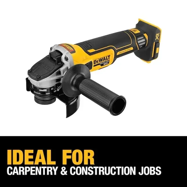 Dewalt 브러시리스 무선 슬라이드 스위치, 킥백 브레이크 장착 소형 앵글 그라인더, 20V 9000RPM 베어 도구, DCG405, 125mm, 4.5 인치