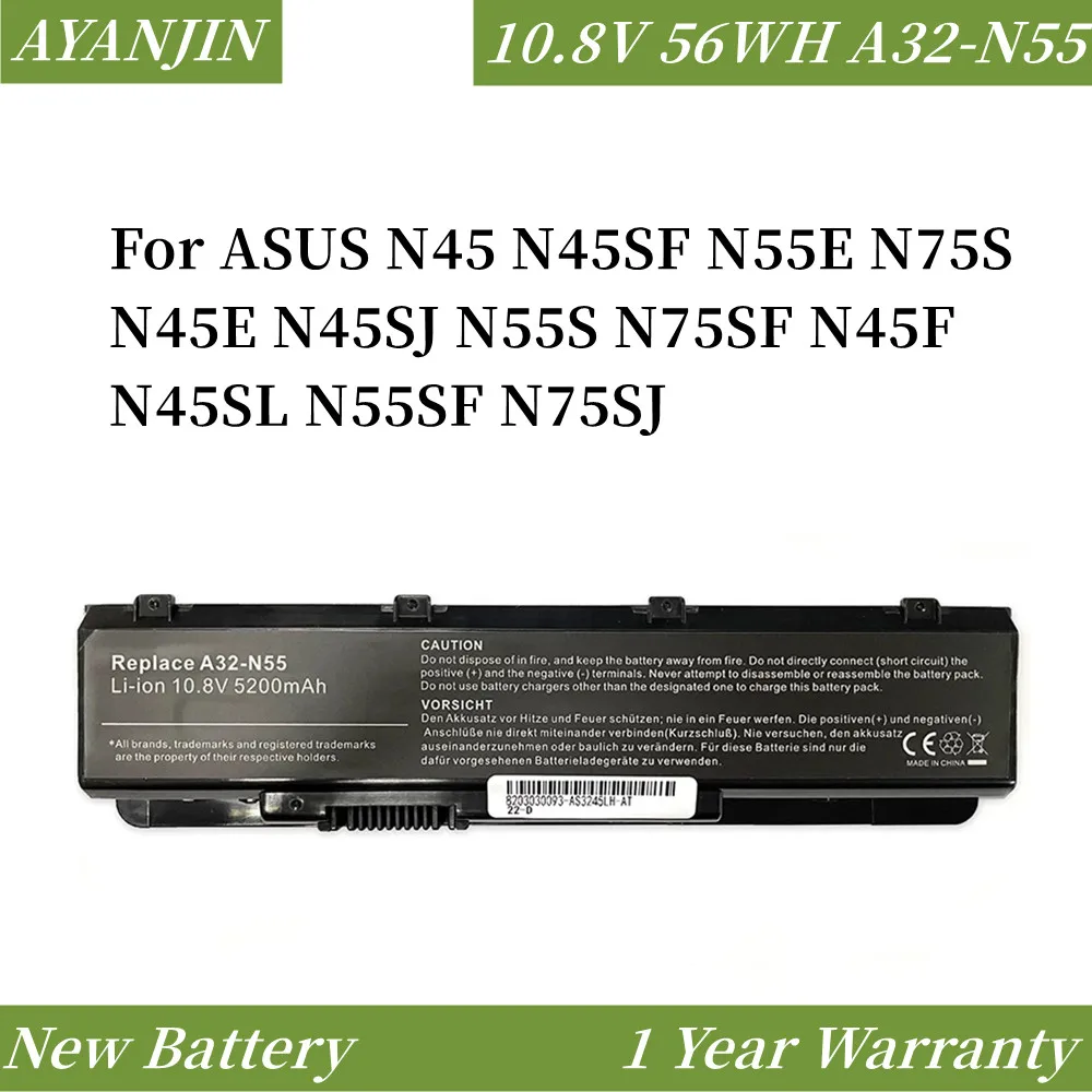 A32-N55 10.8V 56WH Laptop Battery For ASUS N45 N45SF N55E N75S N45E N45SJ N55S N75SF N45F N45SL N55SF N75SJ