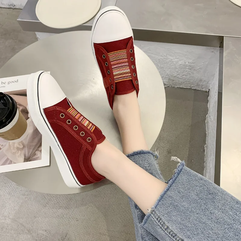 2024  Low-cut Trainers Canvas Flat Shoes Women Casual Vulcanize Shoes New Women Summer Autumn Sneakers Ladies  Sneakers Women