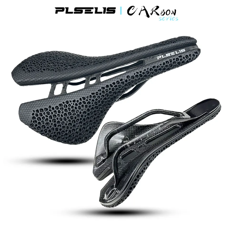 Plselis Vollcarbon-Fahrradsattel – leichtes 250 g stoßdämpfendes Kohlefaserkissen mit 3D-gedruckter Oberflächentrennwand