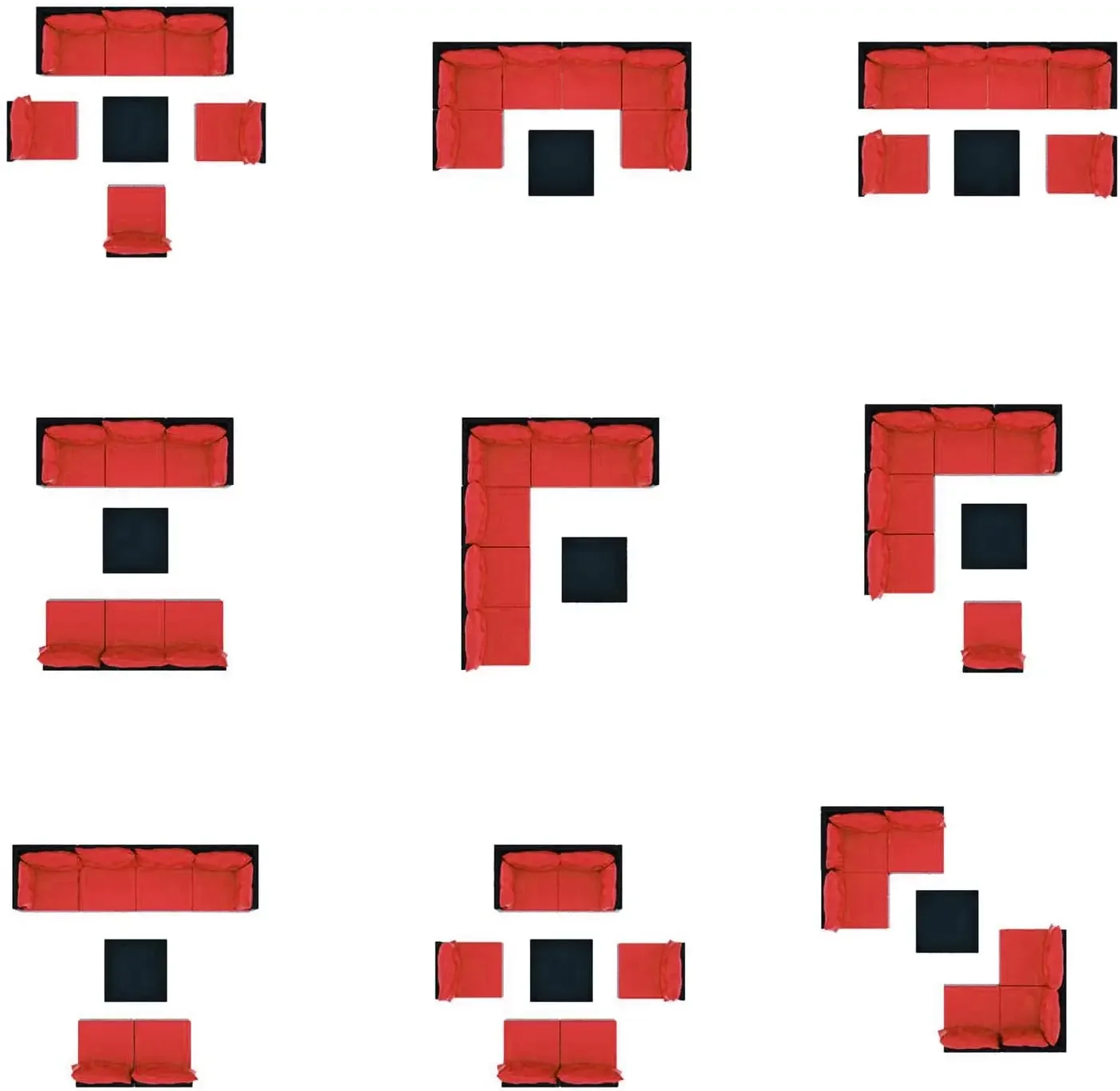 Patio Furniture Set, All Weather Outdoor Sectional PE Rattan, Patio Conversation Sets with Cushions and Glass Coffee Table