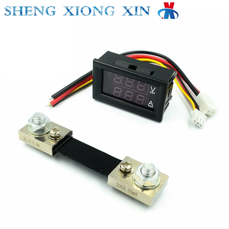 

1pcs DC0-100V 50A 100A LED DC Dual Display Digital Ammeter Voltmeter Meter Heads