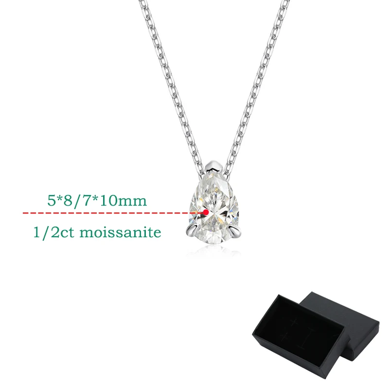 Smyoue Certified 1CT 2CT Pear Cut D VVS1 Moissanite Necklace for Women 18k Gold Plated Jewelry 100%  Sterling Silver 925 Pendant