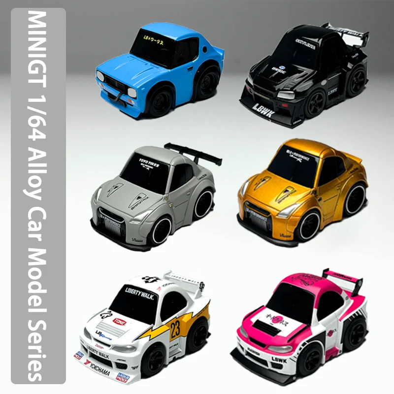 

MINIGT 1/64 Skyline Kenmeri/Skyline GTR R34/GTR R35/Silvia S15 модель автомобиля из сплава, статическая коллекция, украшенные праздничные подарки, игрушки