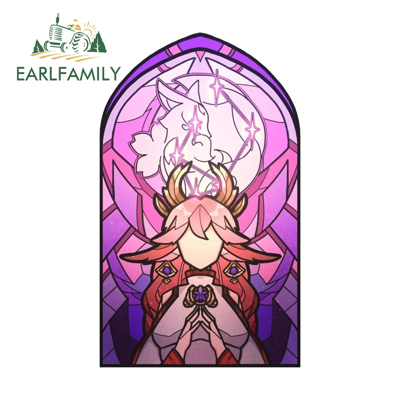 EARLFAMILY Creative Genshin Impact Yae Miko Car Stickers Delicate Window Trunk Decals Suitable For Smooth Surfaces Decoration