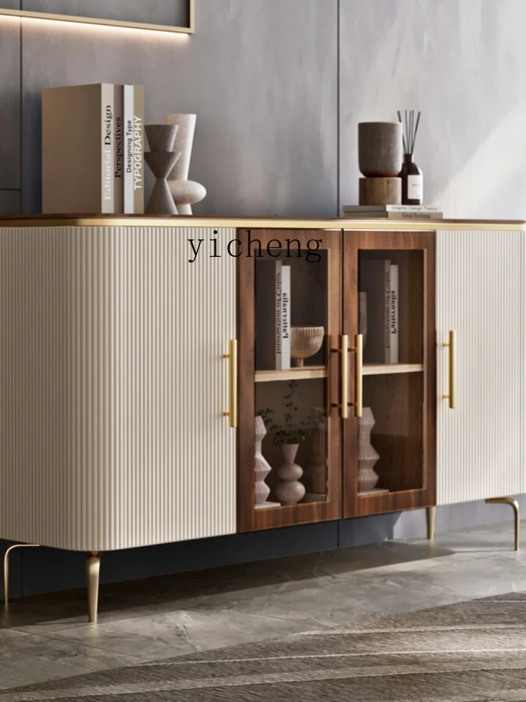 YY Affordable Luxury Style Solid Wood Sideboard Modern Home Entrance Cabinet Locker