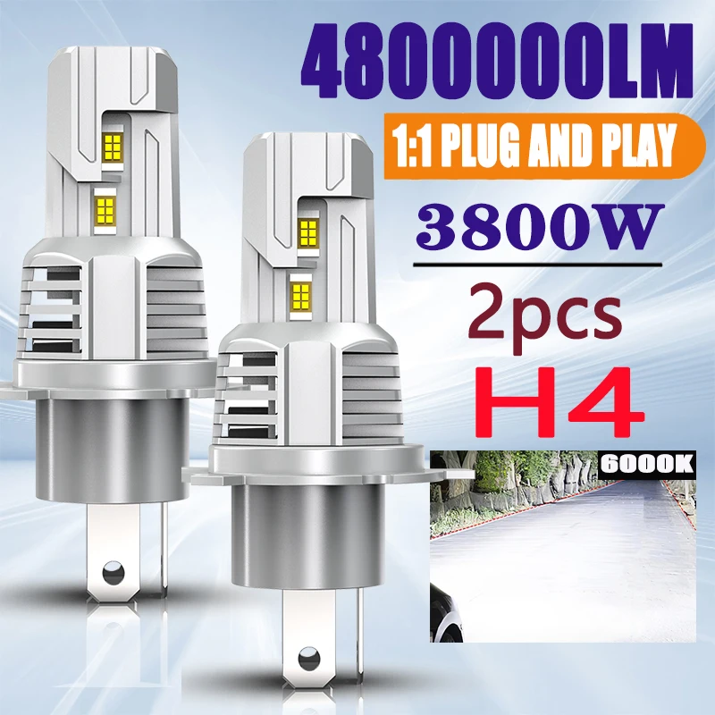 

2 шт. Plug & Play H4 светодиодные фары 4800000LM лампа мини беспроводная 6000K CSP для автомобильных фар авто диодные лампы Turbo светодиодные автомобильные