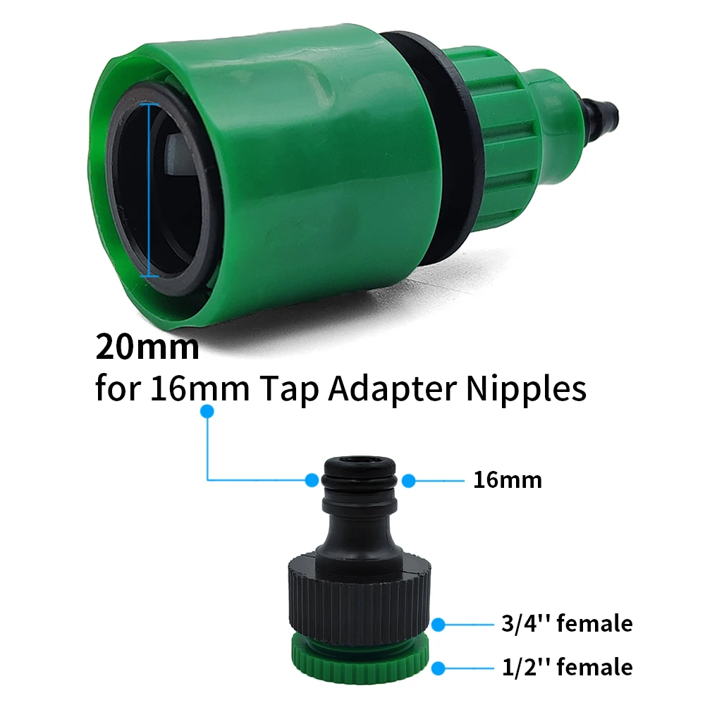 WUJIE 2PCS Quick Coupling Adapter with 1/4 (ID 4mm) or 3/8 inch (8mm) Barbed Connector for Irrigation Garden Watering Greenhouse