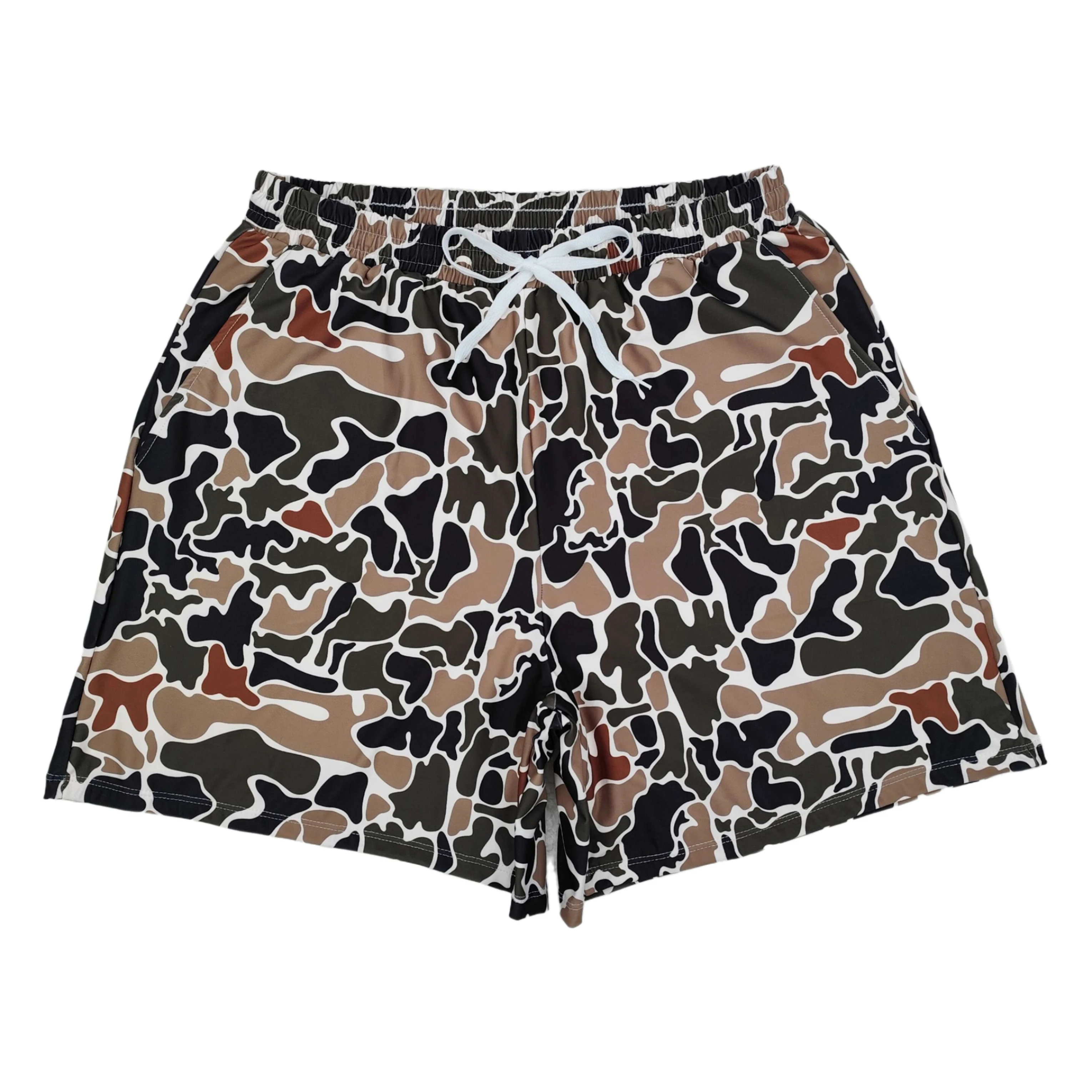 Wholesale Boutique Adult Man Summer Swimming Trunks Brown Duck Camo Pockets Beachwear Bottom Shorts Swimwear Clothing