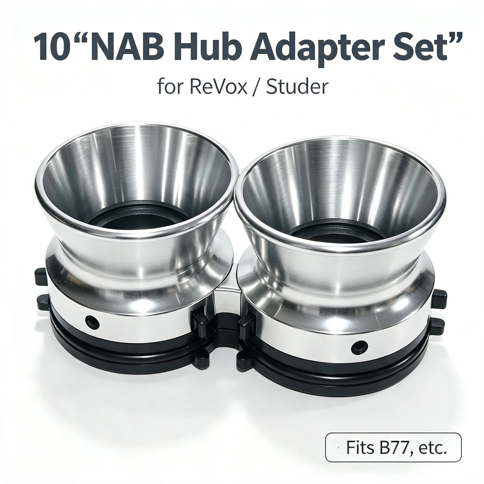 2pcs-nab-hub-adapter-set-–-aluminium-loading-disc-for-revox-studer-tape-recorders-fits-b77-etc