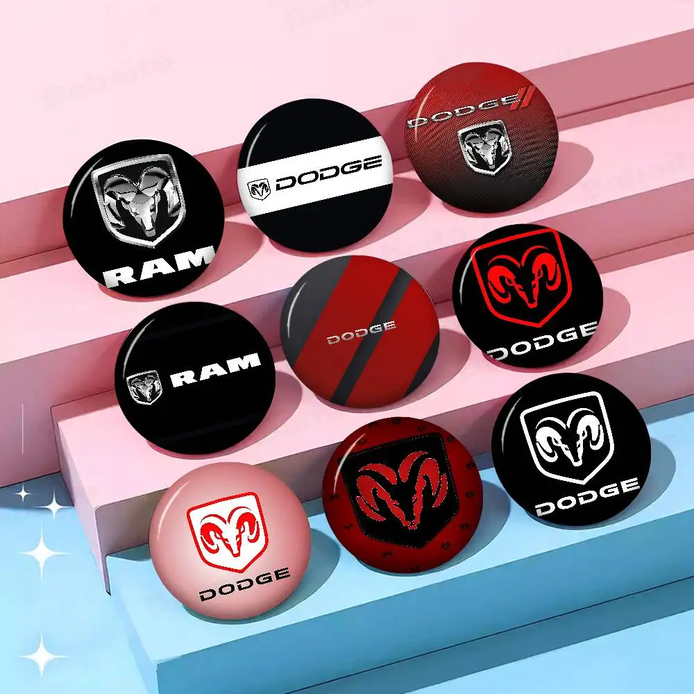 Car Dodge Challenger S-SRT Round Button Pins Slogan Creative Brooches Backpack Clothes Decoration Fashion Cartoon Jewelry Gifts