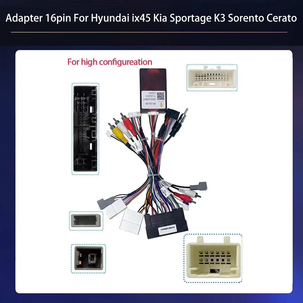 

For Hyundai ix45 Kia Sportage K3 Sorento Cerato Car 16pin Wiring Harness Adapter Canbus Box Decoder Power Cable