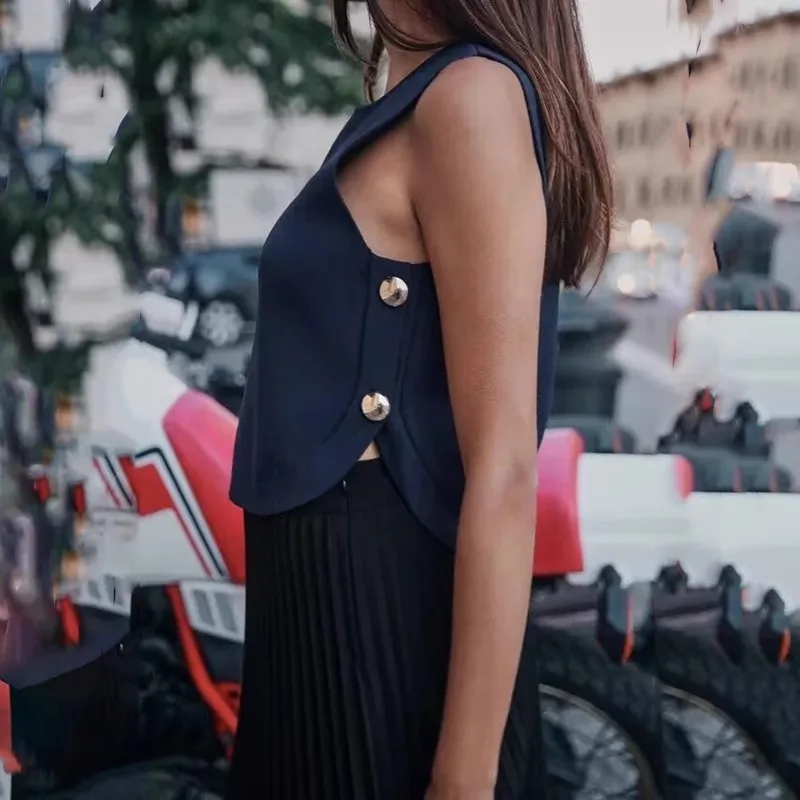 Gilet rond Ne Svel pour femme hiver Faion bouton côté ort haut aiguille plate Workmanip fibre de polyester 2024 automne C...