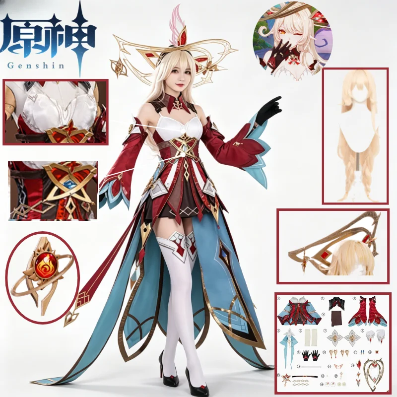 

Alice Cosplay Costume Genshin Impact Hexenzirkel Klee's Mother Dress Wig Props Witch Costume Set Anime Game Witch Role Play