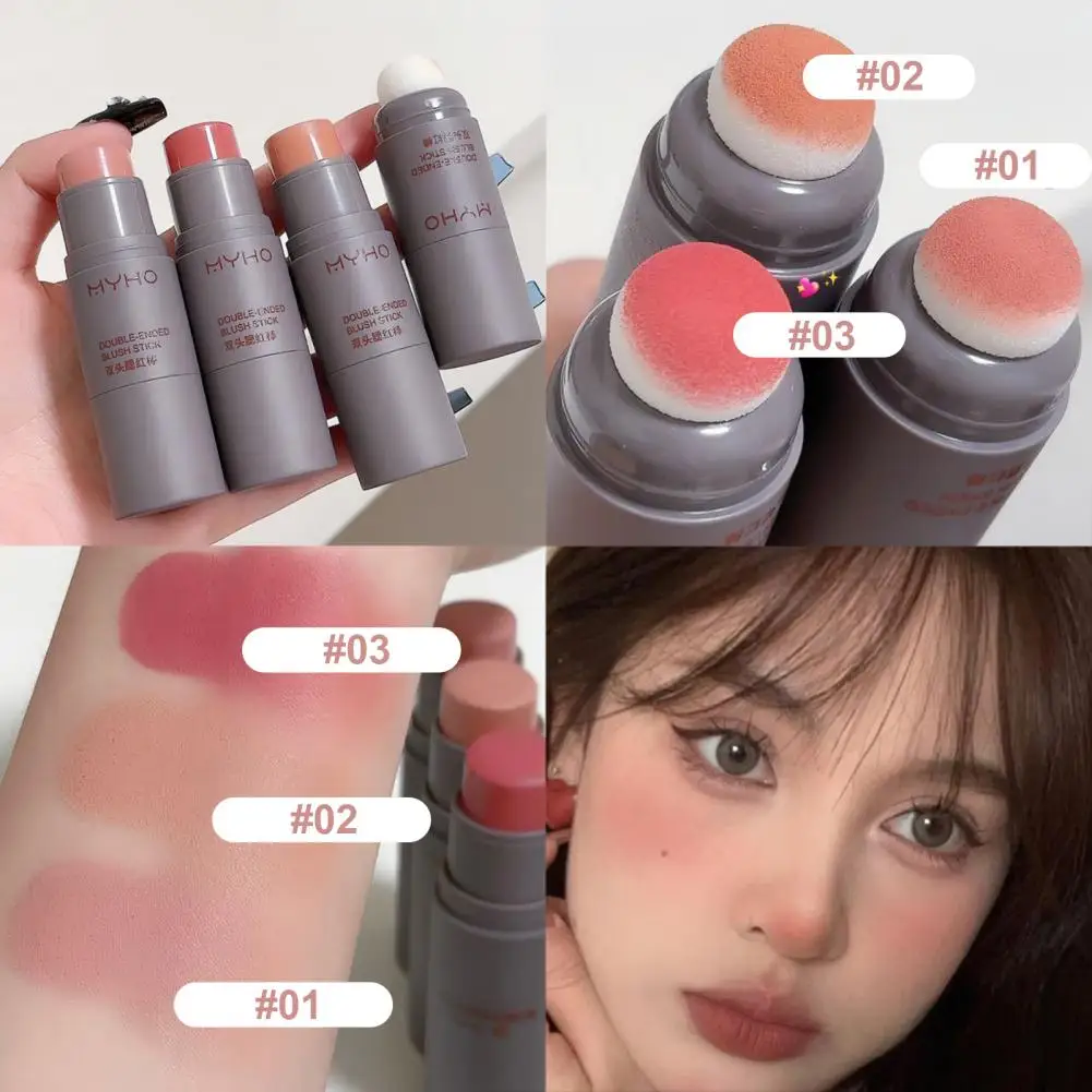 Travel Blush Stick Long Wearing Double Ended Blush Stick for Easy Application Lightweight Conceal Contour Face Makeup 4g Stick