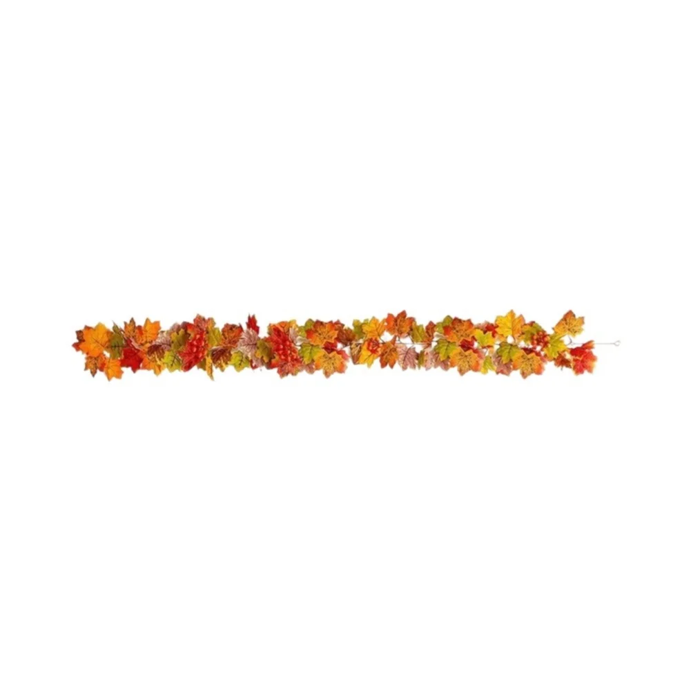 Brown Maple Leaf Vine Artificial 175cm Decor for Indoor Outdoor Thanksgiving Harvest Wall Table Wreath Brown Maple