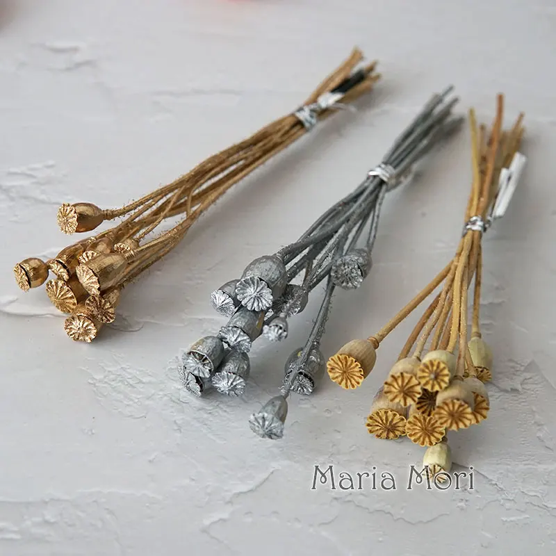 10 Stück/konservierte Blumen, Mais Mohn, Obst, Heimdekoration, DIY-Material, Kristallkleber, handgefertigte Kerzen, Epoxidharzblumen, Gold, Silber – Detail 12