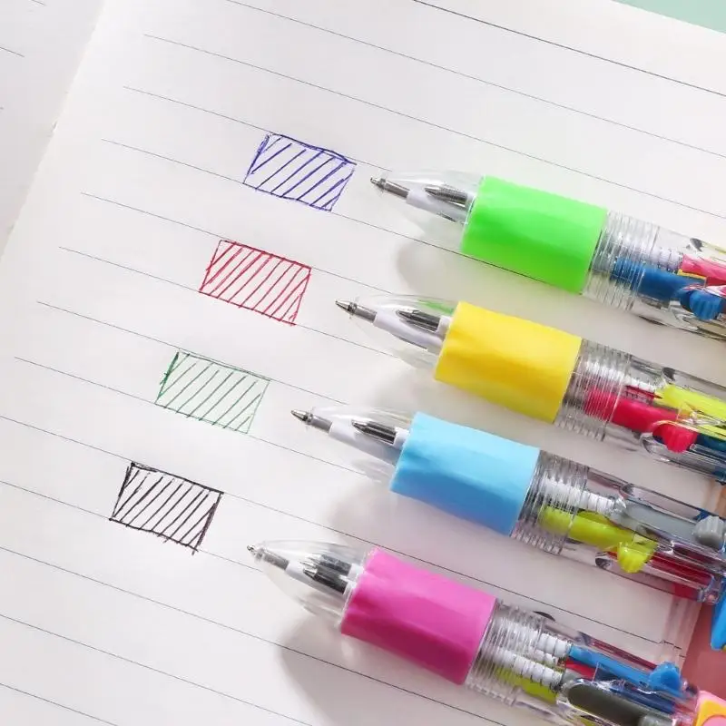 4 Color-in-1 Pen Pen bolígrafo 0.7 mm Consejo para escribir para estudiantil