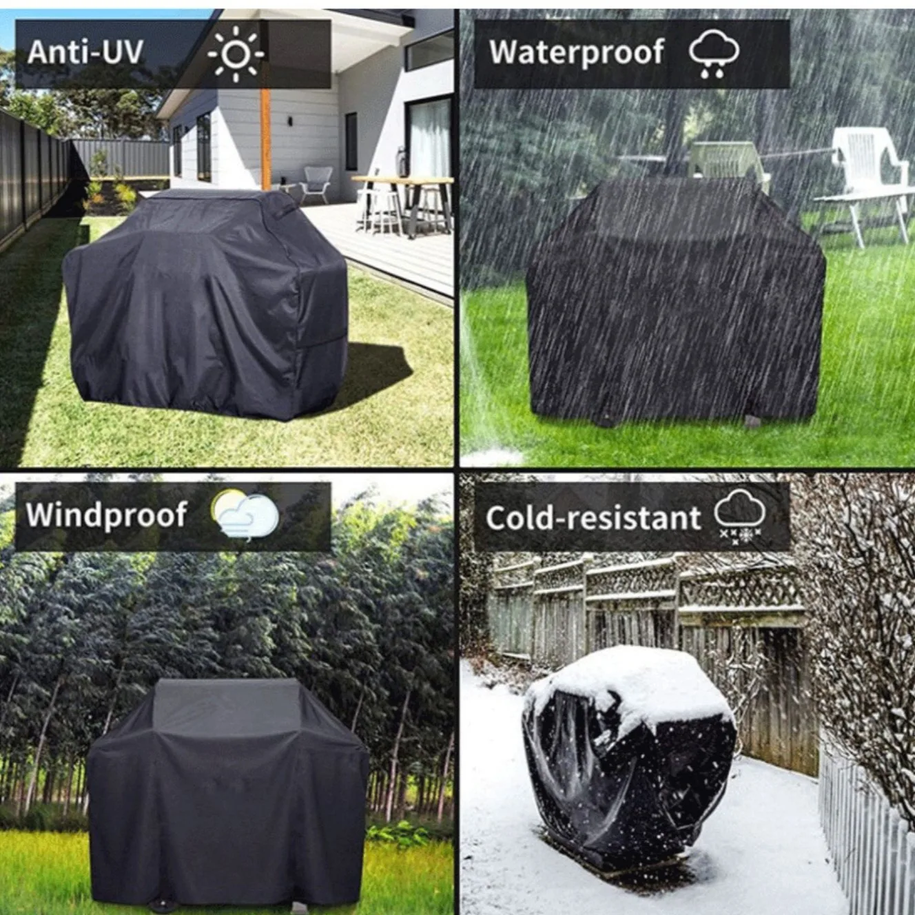 E2 Oxford Cloth Outdoor BBQ Grill Cover Waterproof Oven Cover  Garden Protective Cover UV Resistant Heavy Duty Carbon BBQ Cover