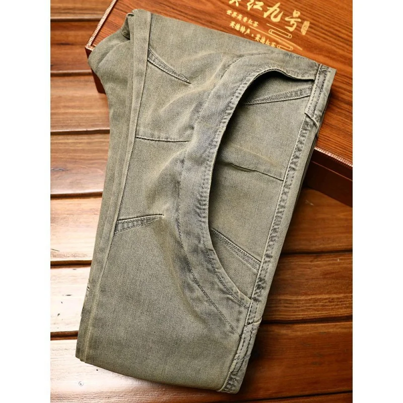 Pantalones vaqueros de motociclista para hombre, jeans ajustados de tubo recto, elásticos, moda urbana, personalidad, informales