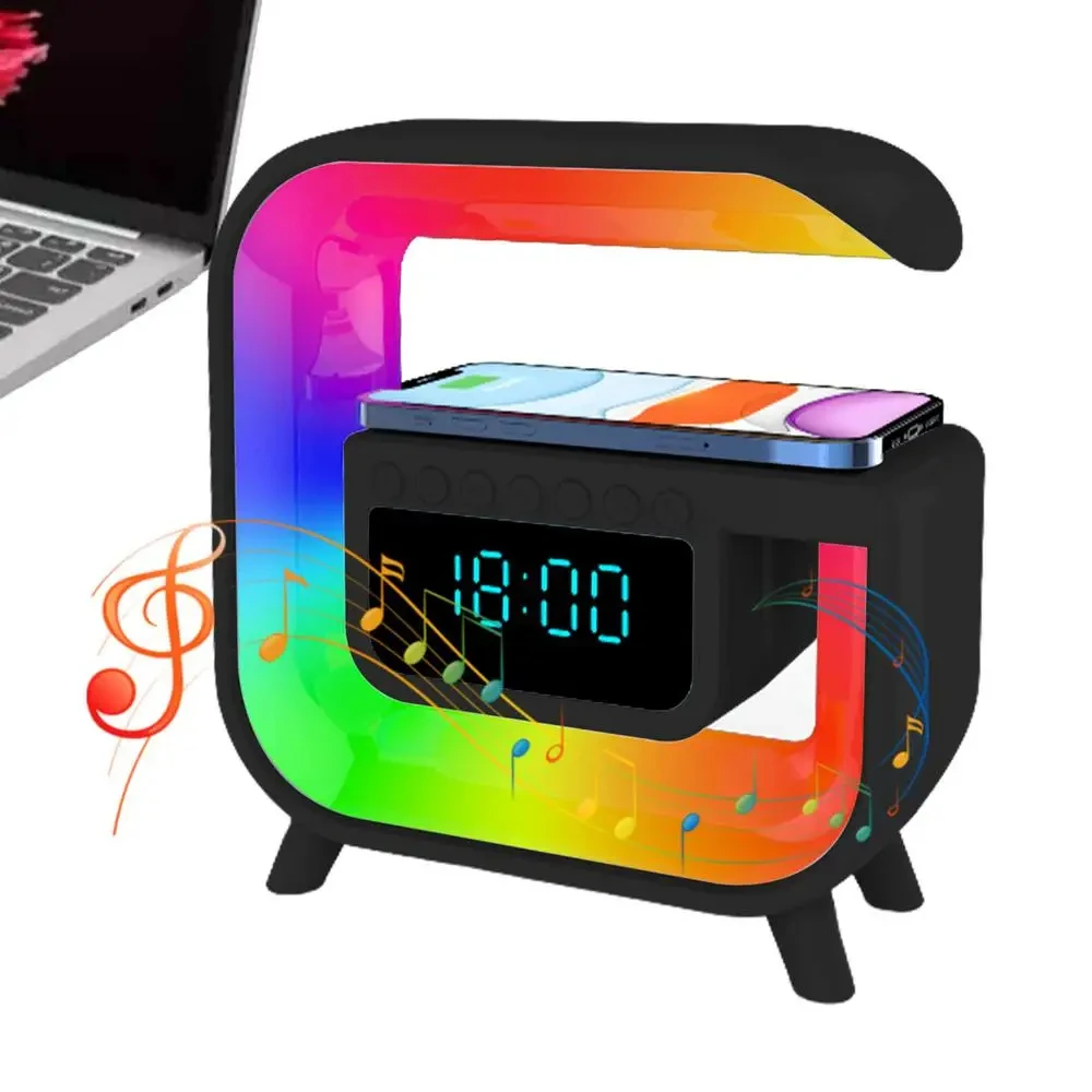 G Styling Smart Lamps Wireless Charger 15W  Alarm Clock Speaker Bluetooth Speaker Music Home Decor Gifts for Girl Friend Child