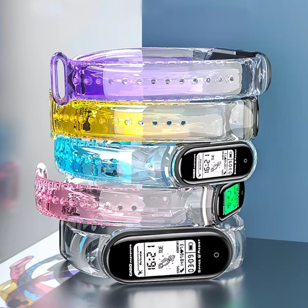 Cinturino per Xiaomi Mi Band 7 6 5 4 3 Bracciale da polso trasparente con luce cambia colore per Xiaomi MiBand 5 Cinturini di ricambio in silicone