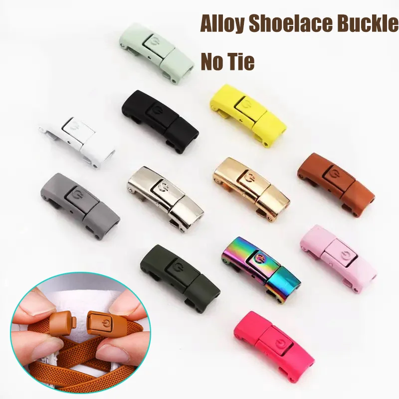 2Pcs Shoelaces Buckle Lock Alloy Quick Shoe Laces No Tie Buckle Switch For Kids Adult Sneakers Strings DIY Lanyard Cord Clip