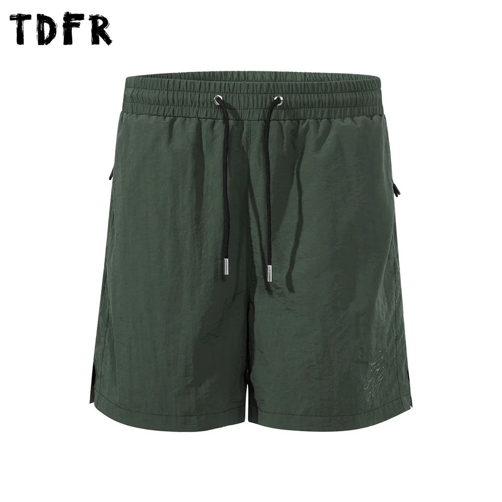 

Letter Embroidery Shorts Mens Basic Solid Color Summer Safari Style Drawstring Elastic Waist Loose Wide Leg Sports Short Pants