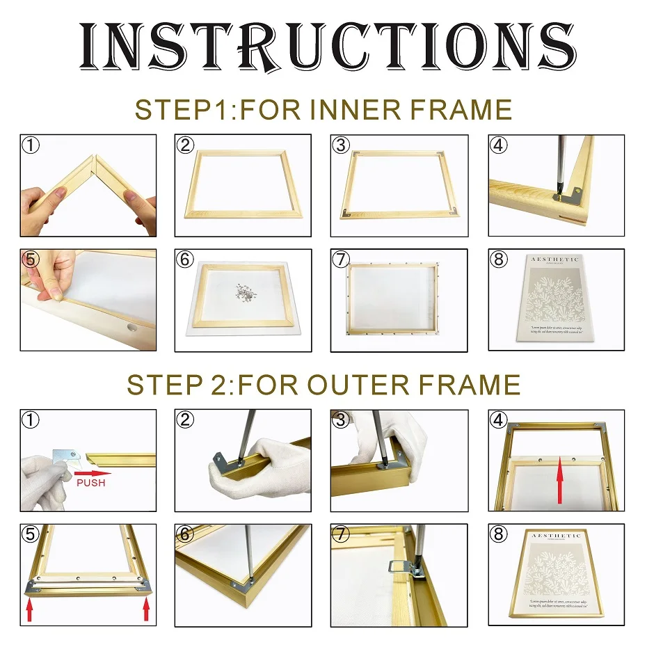 20x30cm Outer Frame For 25x35cm Canvas Painting Gold Aluminum Alloy Oil Painting Frame Wall Art Photo Poster Frame Home Decor