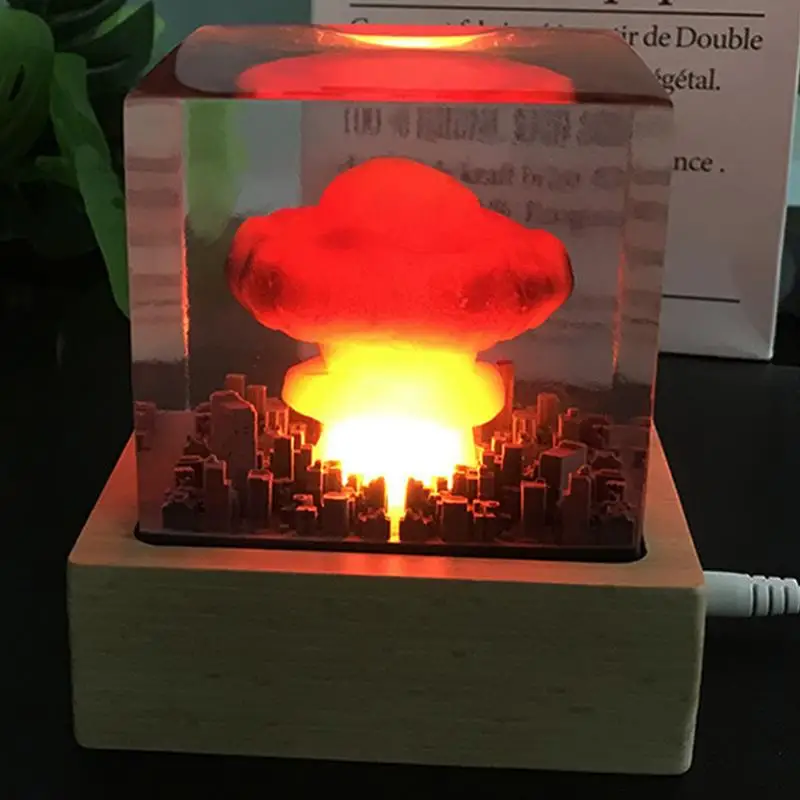 Creative Nuclear Explosions Mushroom Cloud Lamp USB Atomic Bombs Resin Night Light Home Decoration Christmas Gifts Table Lamp